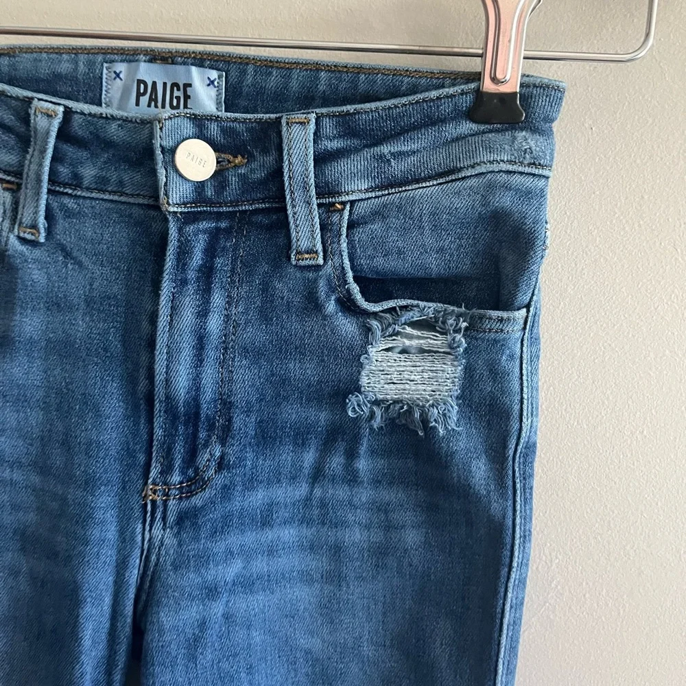 Paige Distressed Blue Hoxton Skinny High Rise Ankle Jeans Size 25